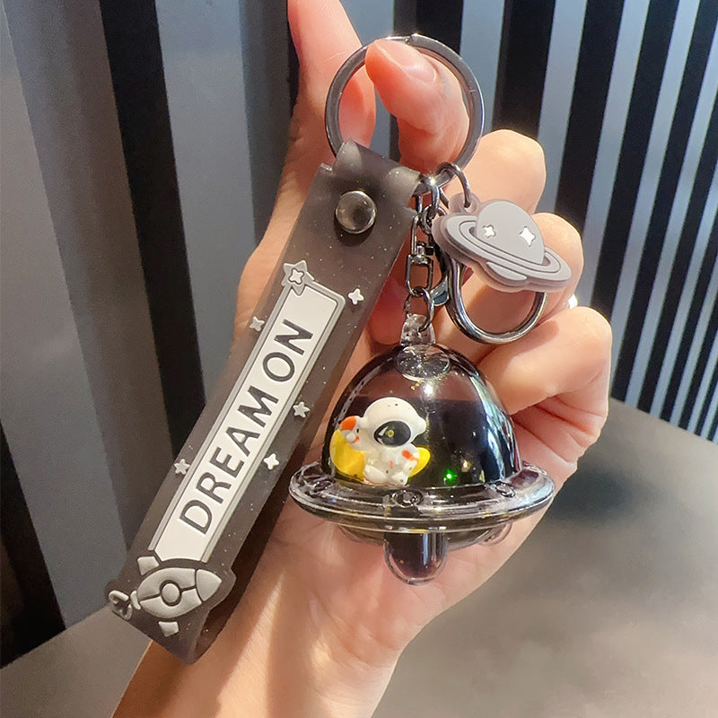 Wholesale Cartoon Black Gold Astronaut Astronaut Doll Into Oil Quicksand Drift Bottle Acrylic Keychain